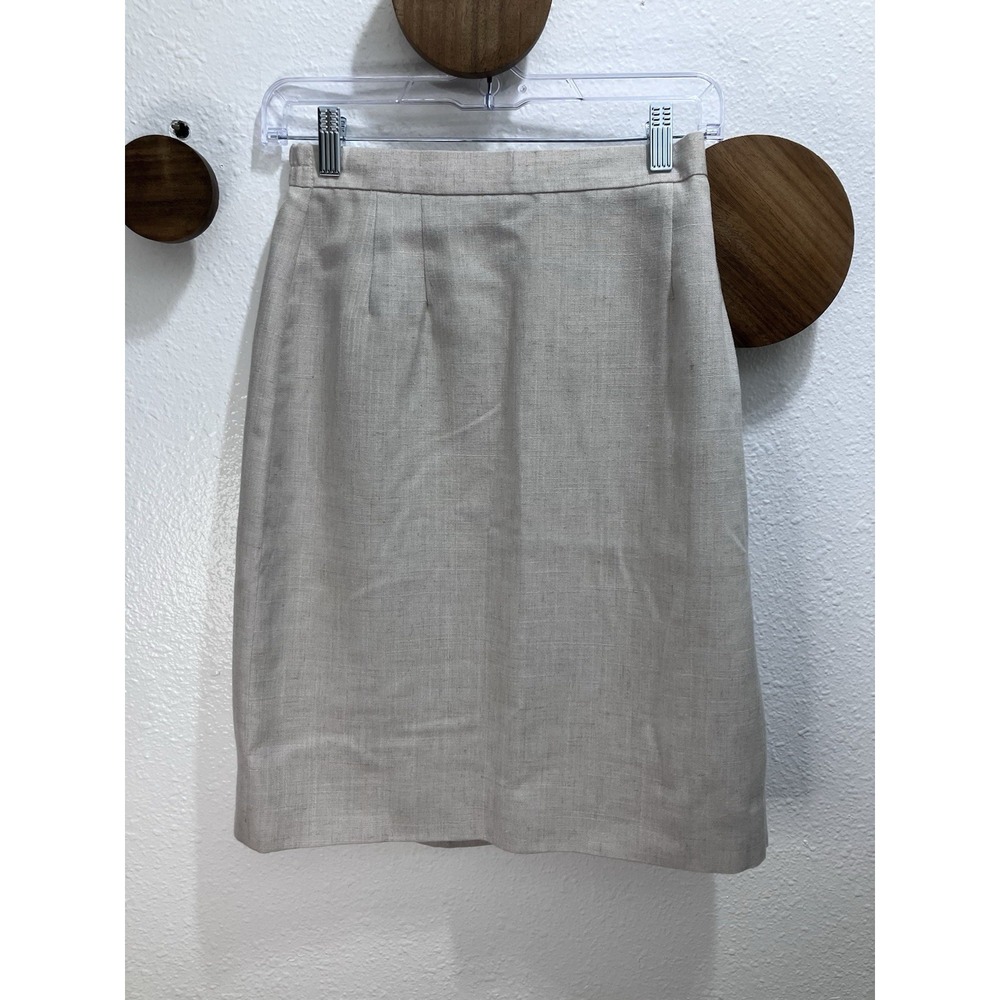 Vintage Westbound Beige Linen Blend Pencil Skirt Lined 24 X 22.5 Talon Zip